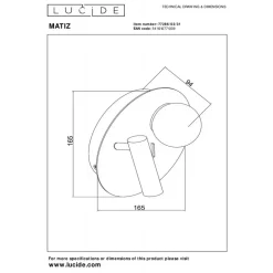 Lucide Wandlamp Matiz Zwart - LED - Ø 17 cm