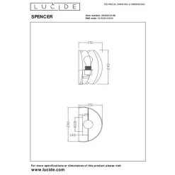 Lucide Wandlamp Spencer Zwart - E27 - 24 cm breed