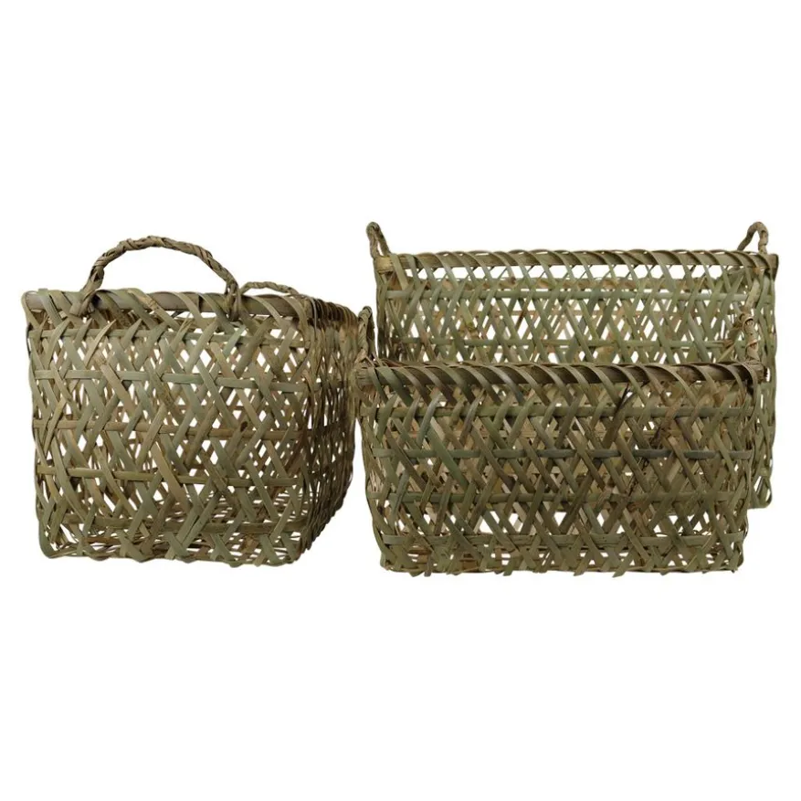 Mand Bamboe Rechthoek Naturel - set 3 stuks