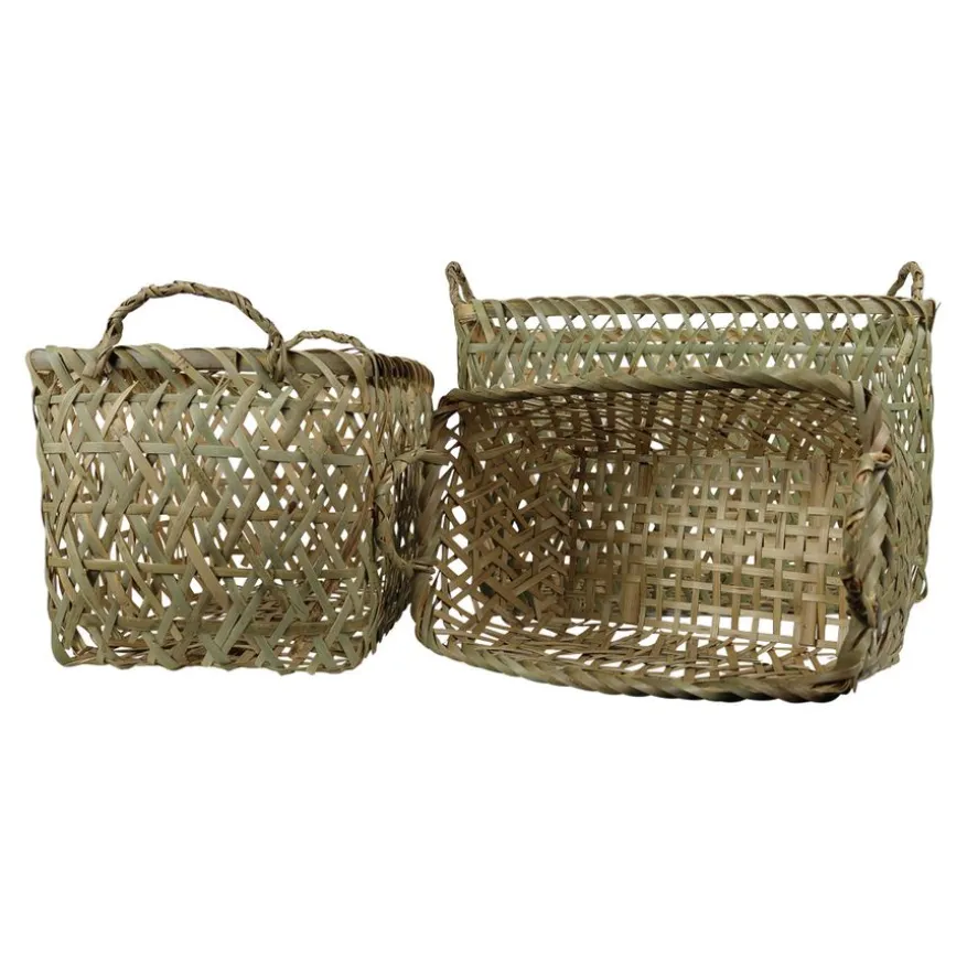 Mand Bamboe Rechthoek Naturel - set 3 stuks