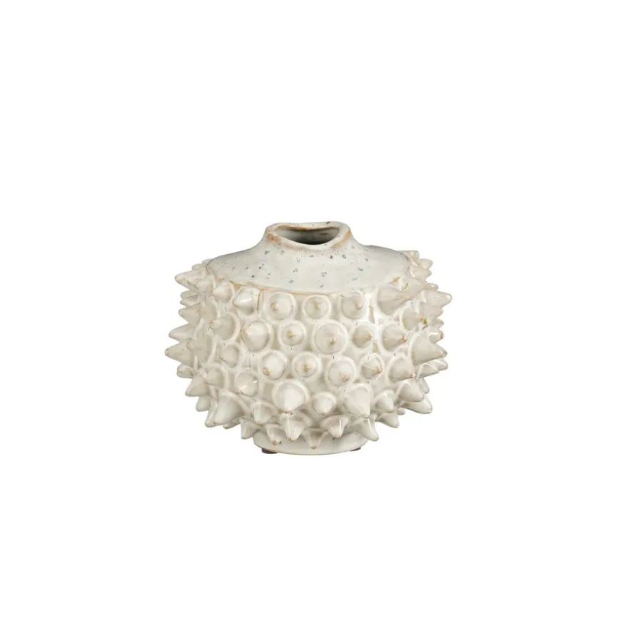 Mica Decorations Vaas Spike Wit - Ø 21 cm