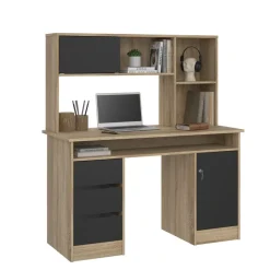 Opzetkast Boston Eiken / Zwart - 123x65x24 cm