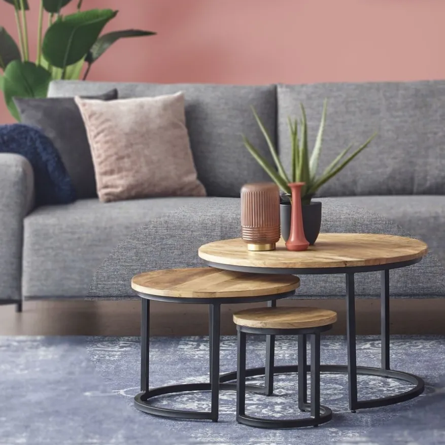 Salontafel Bemmel Naturel - set 3 stuks