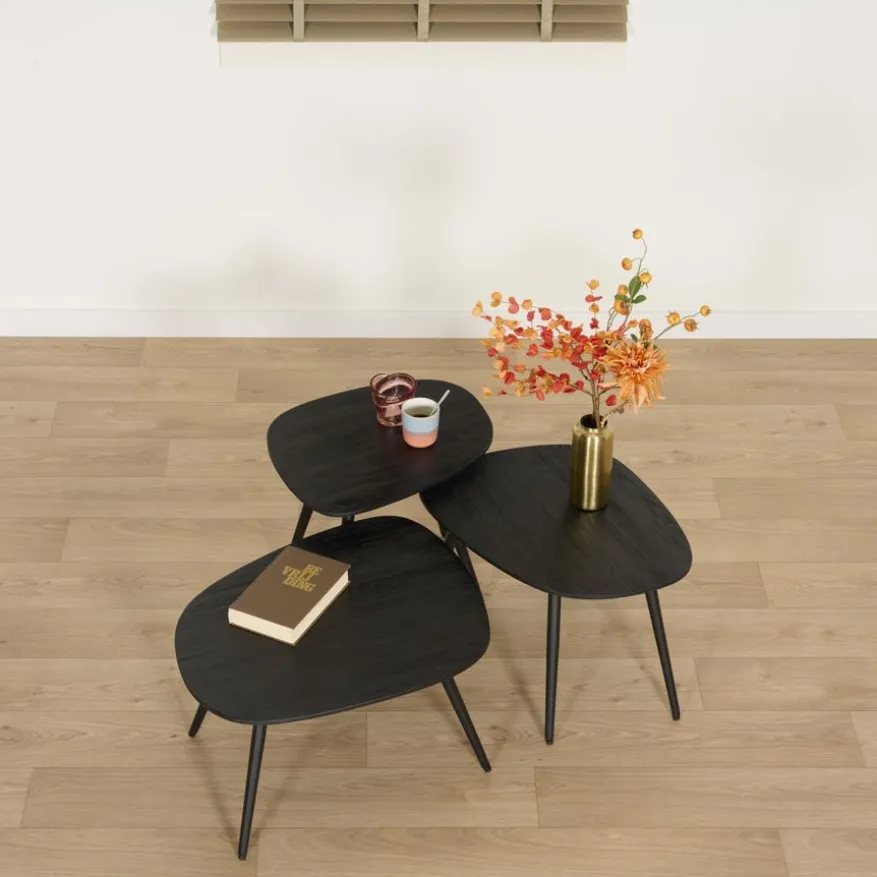 Salontafel Comporta Zwart - set 3 stuks