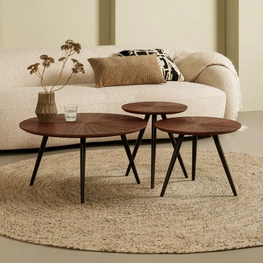 Salontafel Meti Bruin - set 3 stuks
