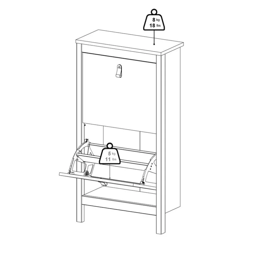 Schoenenkast Dallas Eiken - 54x103x25 cm