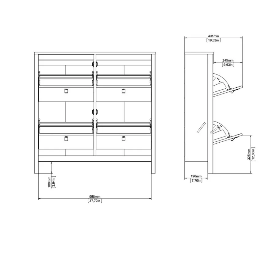 Schoenenkast Dallas Zwart - 103x103x25 cm