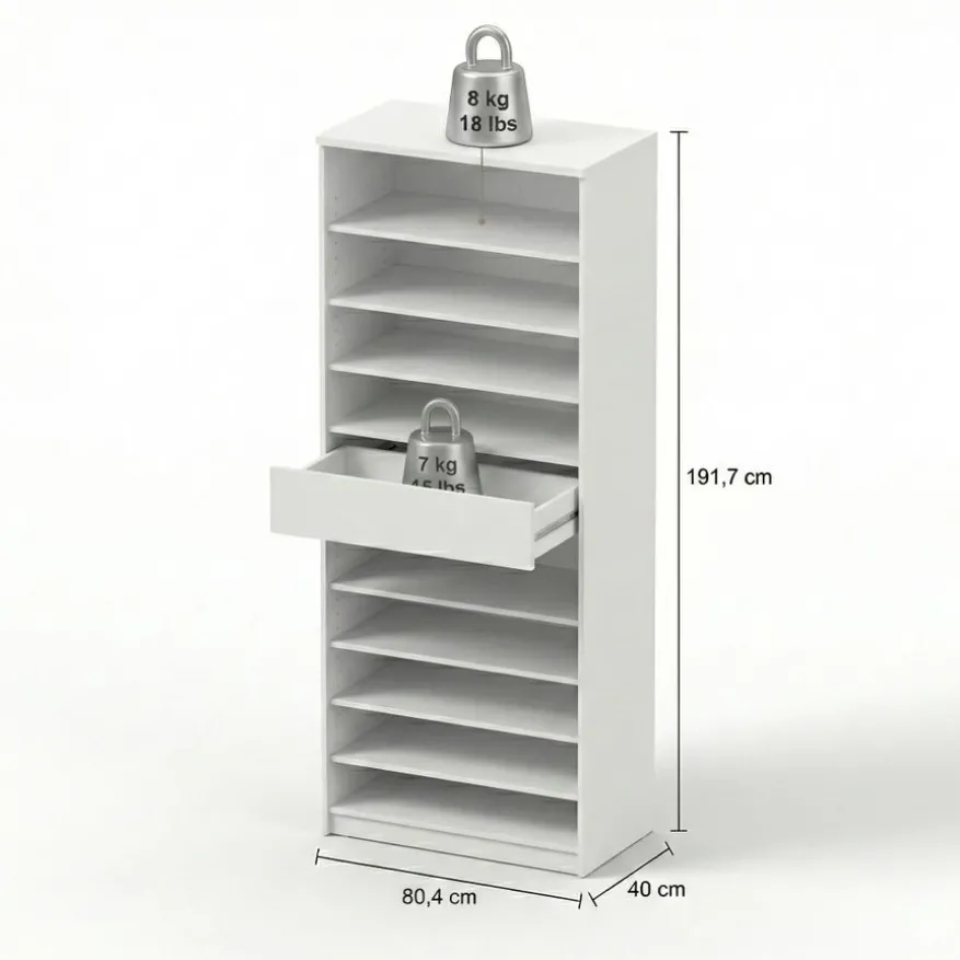 Schoenenkast Luna Eiken - 81x192x40 cm