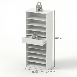 Schoenenkast Luna Taupe - 81x192x40 cm