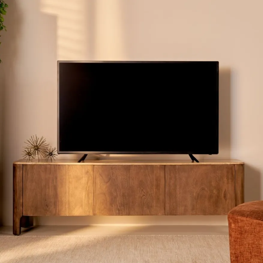 TV-Meubel Liam Bruin / Marmer - 175x55x40 cm