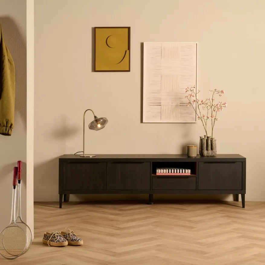 TV-meubel Zwanenburg Zwart - 192x52x48 cm