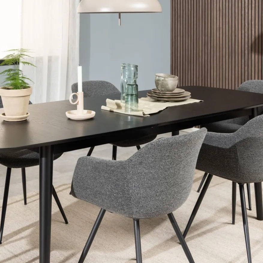 Uitschuifbare Eettafel Saga Zwart - 180/219x90 cm