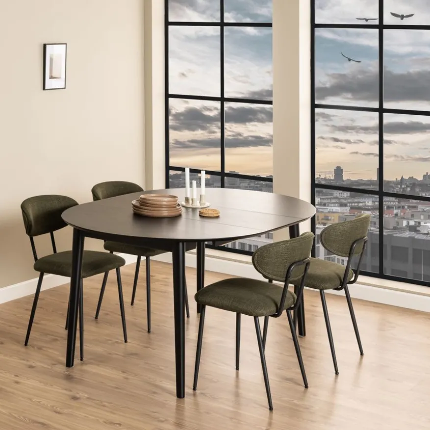 Uitschuifbare Eettafel Saga Zwart - 115/154x115 cm