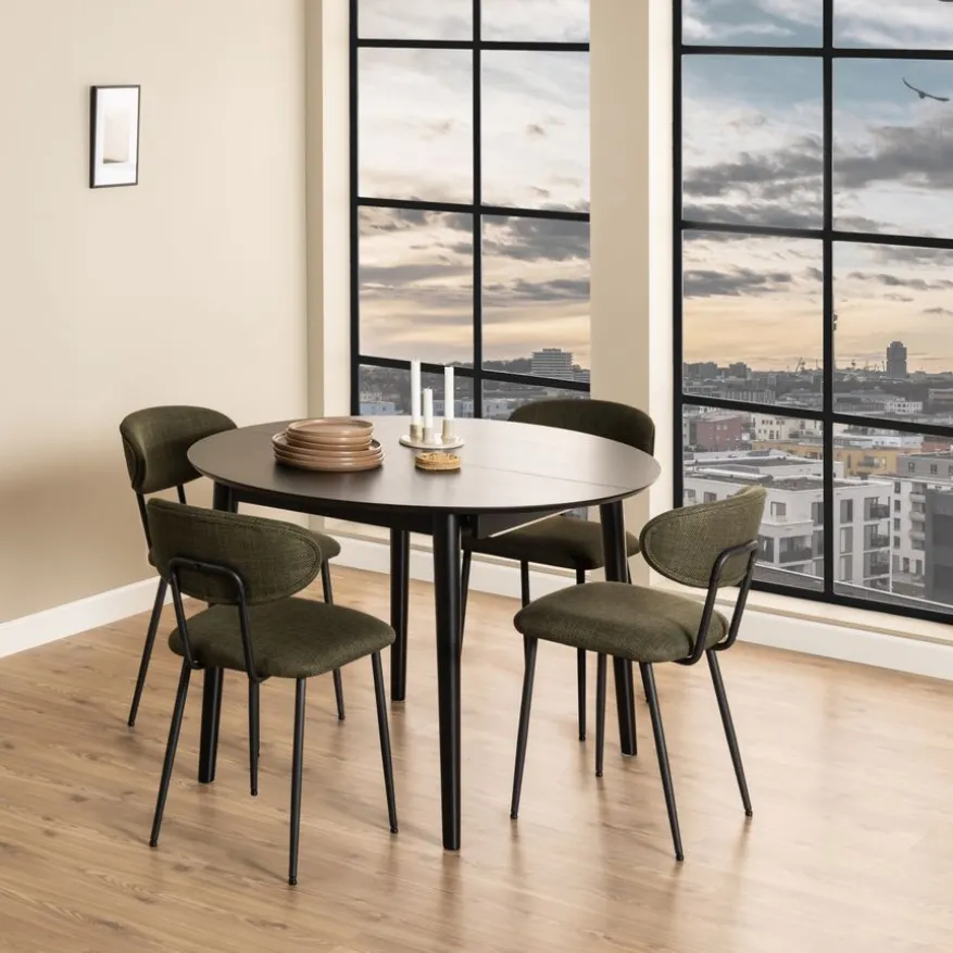 Uitschuifbare Eettafel Saga Zwart - 115/154x115 cm