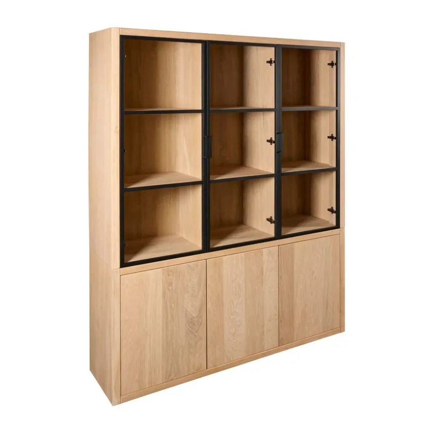 Vitrinekast Chester Naturel - 155x214x40 cm