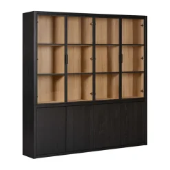 Vitrinekast Chester Zwart - 205x214x40 cm