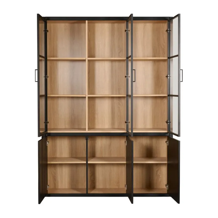 Vitrinekast Chester Zwart - 155x214x40 cm