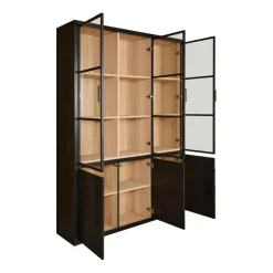 Vitrinekast Chester Zwart - 155x214x40 cm