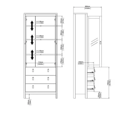 Vitrinekast Dallas Wit - 79x199x33 cm