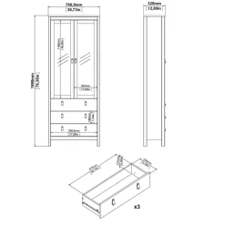 Vitrinekast Dallas Wit - 79x199x33 cm
