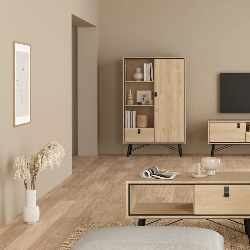 Vitrinekast Denver Eiken - 102x162x40 cm