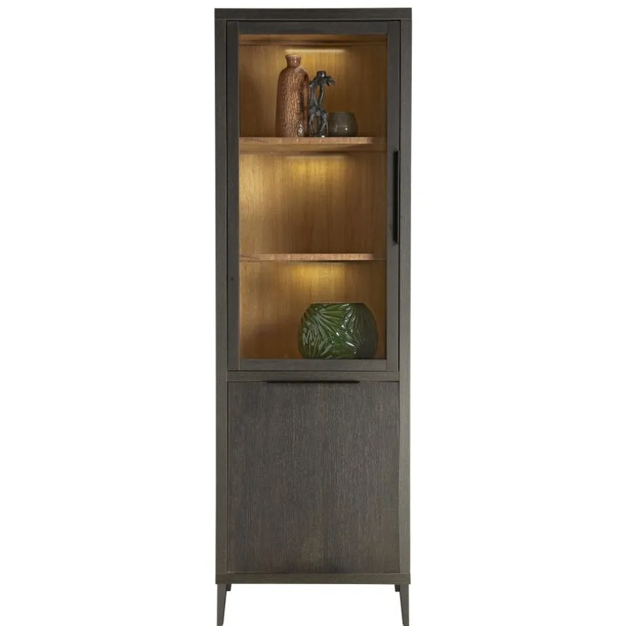 Vitrinekast Zwanenburg Zwart - 67x212x48 cm