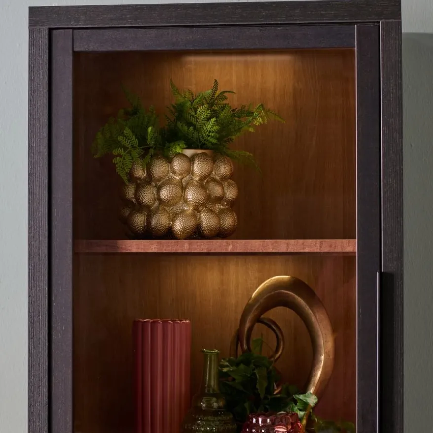 Vitrinekast Zwanenburg Zwart - 67x212x48 cm
