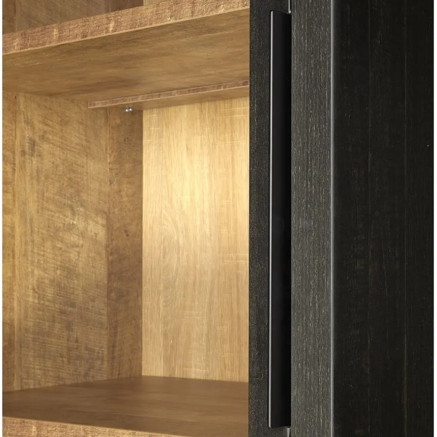 Vitrinekast Zwanenburg Zwart - 67x212x48 cm