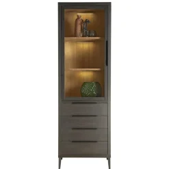 Vitrinekast Zwanenburg Zwart - 67x212x48 cm