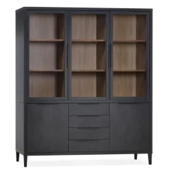 Vitrinekast Zwanenburg Zwart - 190x212x48 cm