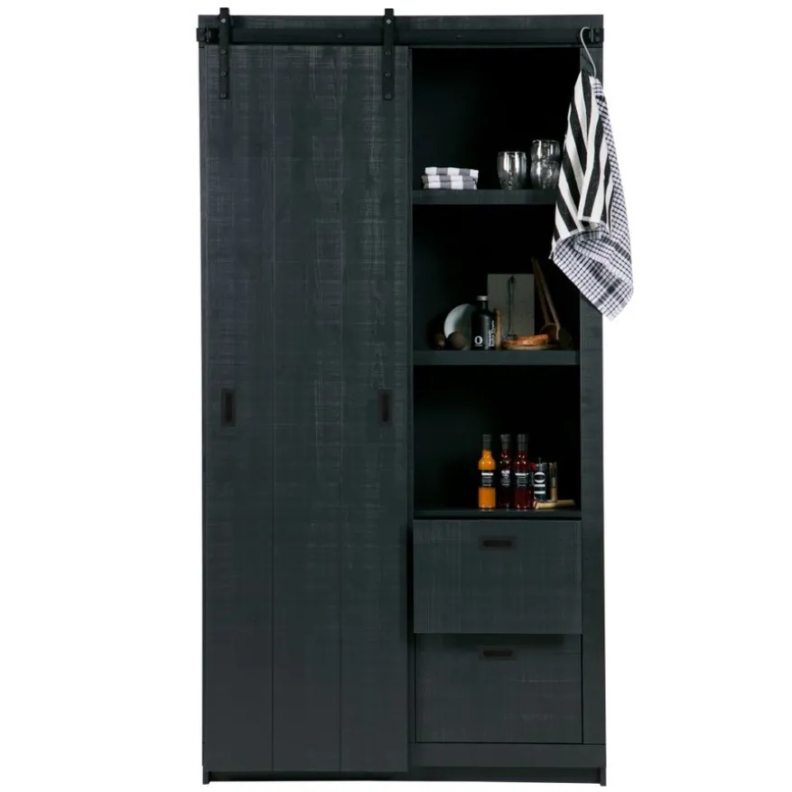 vtwonen Wandkast Barn Zwart - 122x230x37 cm