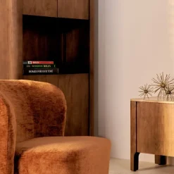 Wandkast Liam Bruin / Marmer - 90x180x40 cm