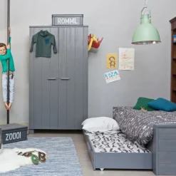 WOOOD Bed Dennis Grijs - 90x200 cm