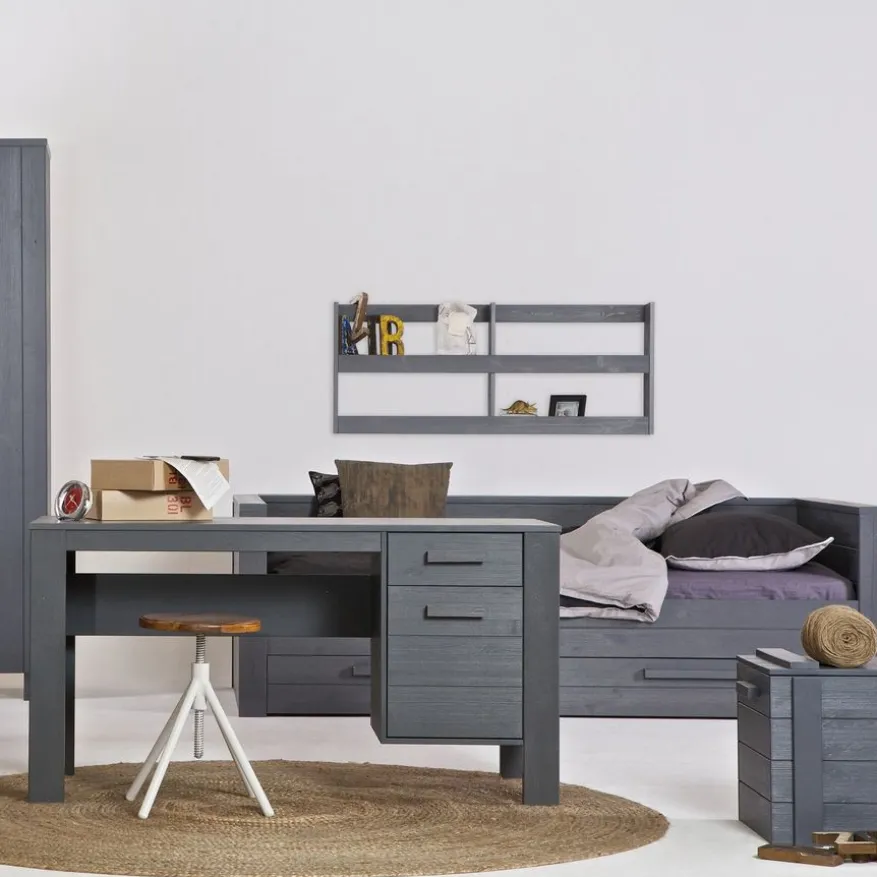 WOOOD Bed Dennis Staalgrijs - 90x200 cm