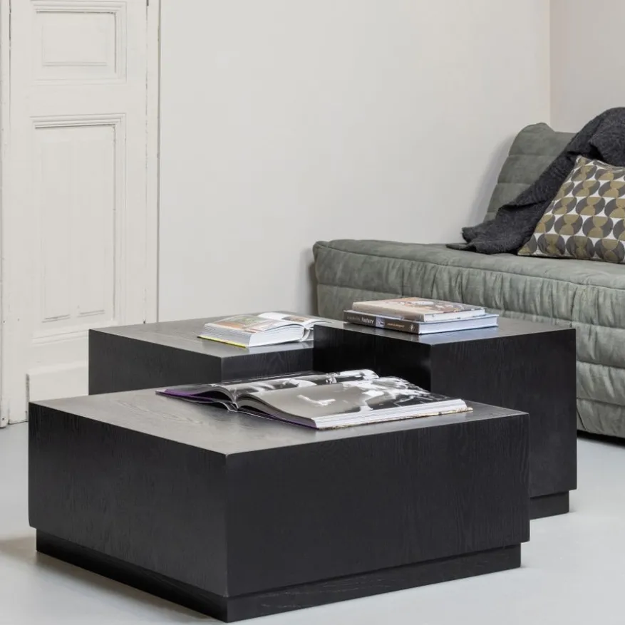 WOOOD Bijzettafel Pim Zwart - set 3 stuks