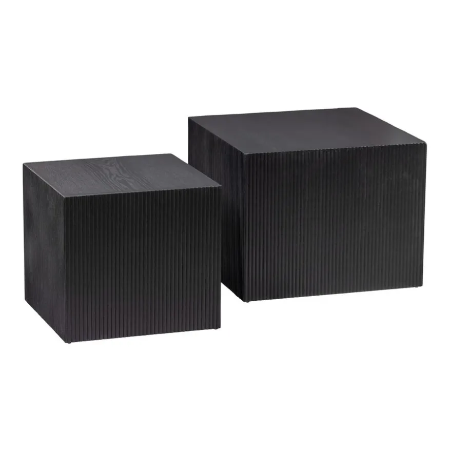 WOOOD Bijzettafel Sanne Zwart - set 2 stuks