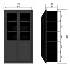 WOOOD Buffetkast Gunnar Zwart - 120x217x48 cm