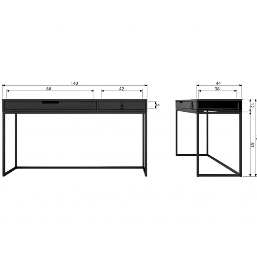 WOOOD Bureau Silas Zwart - 140x75x44 cm