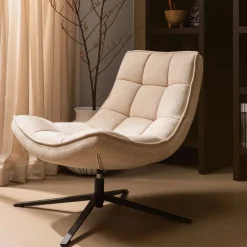 WOOOD Draaifauteuil Maudi Beige