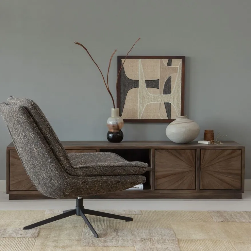 WOOOD Draaifauteuil Milaro Bruin