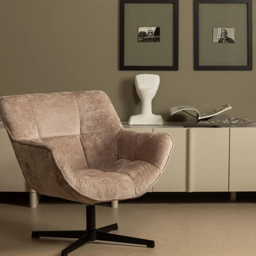 WOOOD Draaifauteuil Wibo Taupe