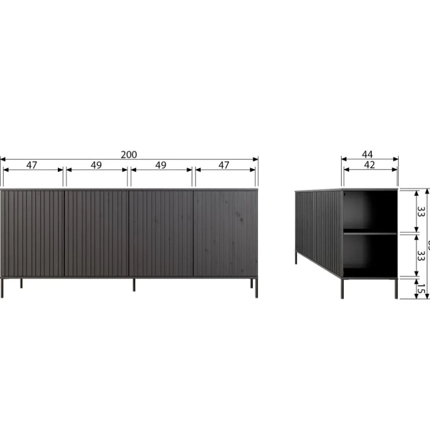 WOOOD Dressoir New Gravure Bruin - 200x85x46 cm