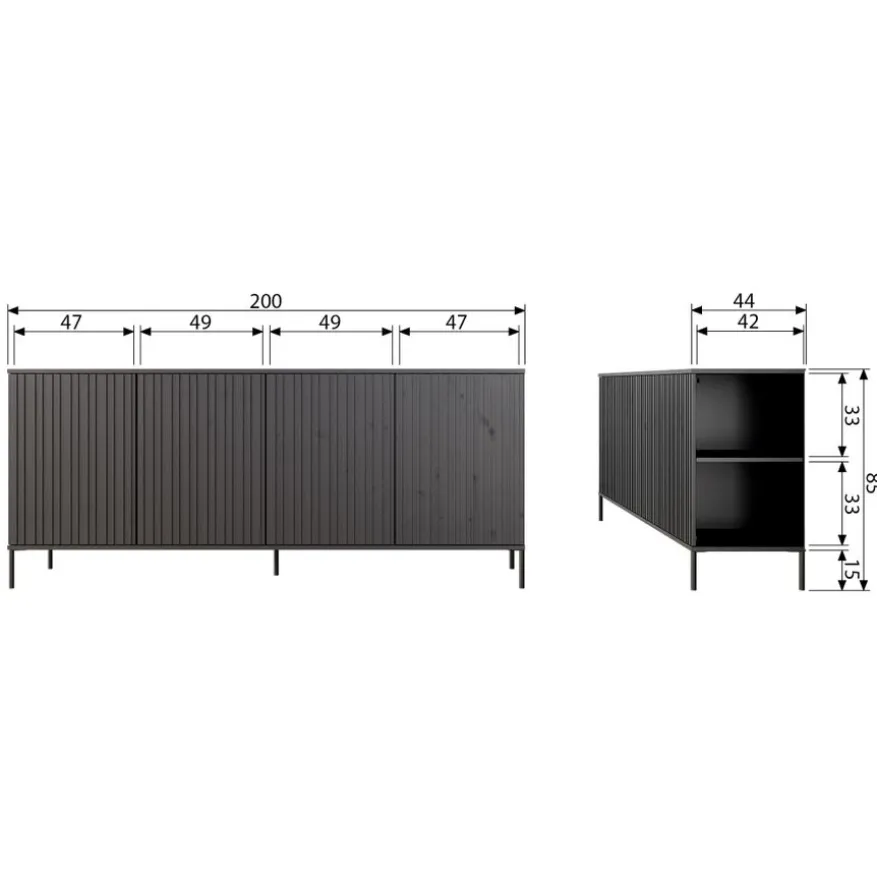 WOOOD Dressoir New Gravure Naturel - 200x85x46 cm