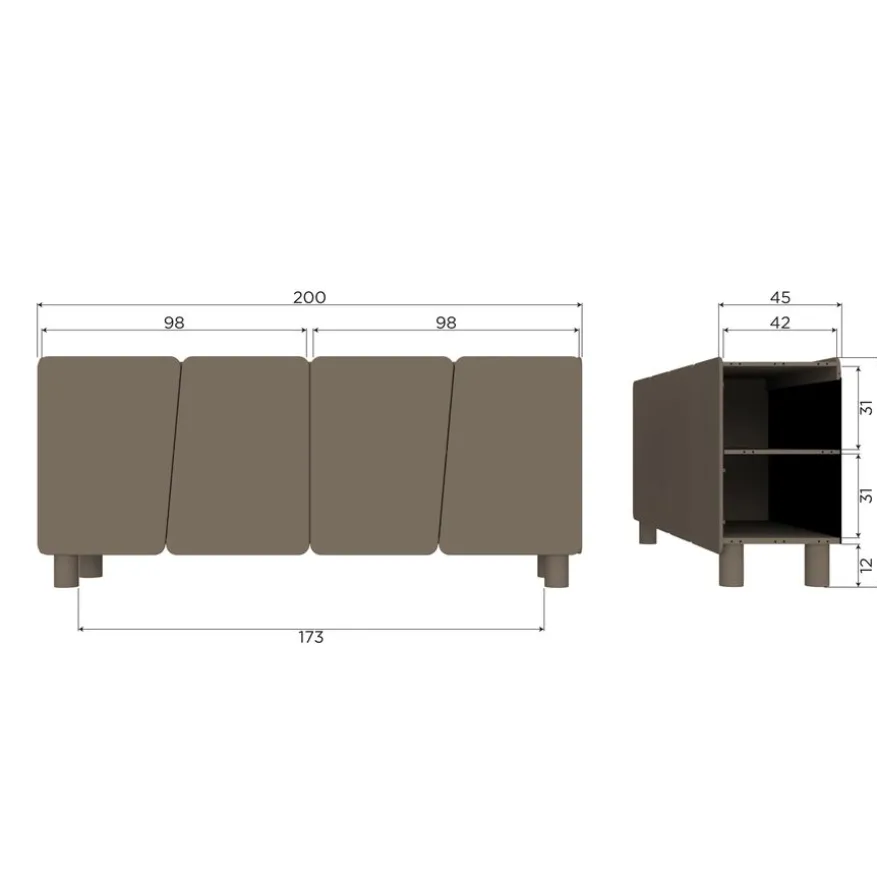 WOOOD Dressoir Root Truffel Bruin - 200x85x45 cm
