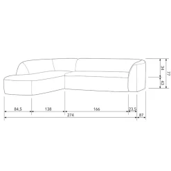 WOOOD Hoekbank Sloping Links Lichtbruin