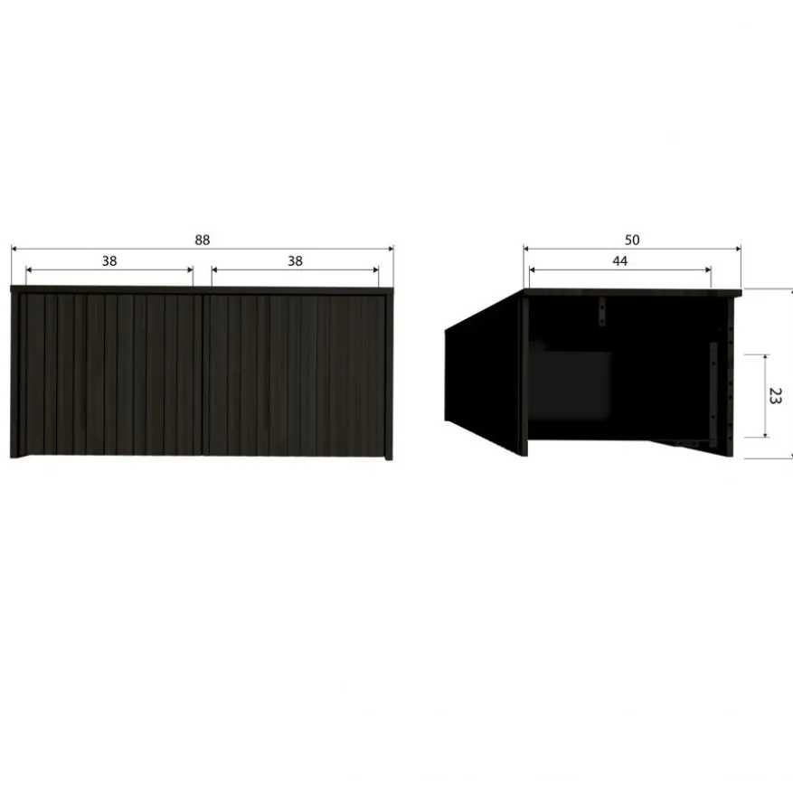 WOOOD Kistbank New Gravure Zwart - 88x50x40 cm