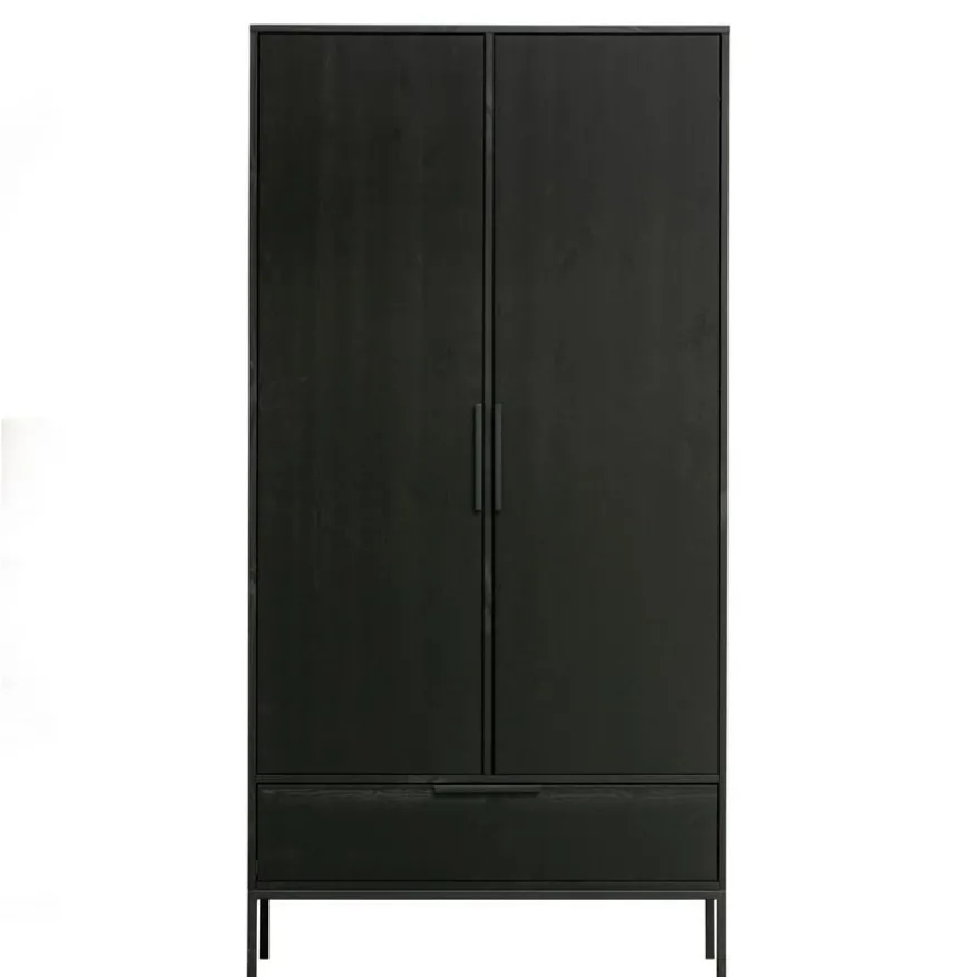 WOOOD Kledingkast Adam Zwart - 100x200x53 cm