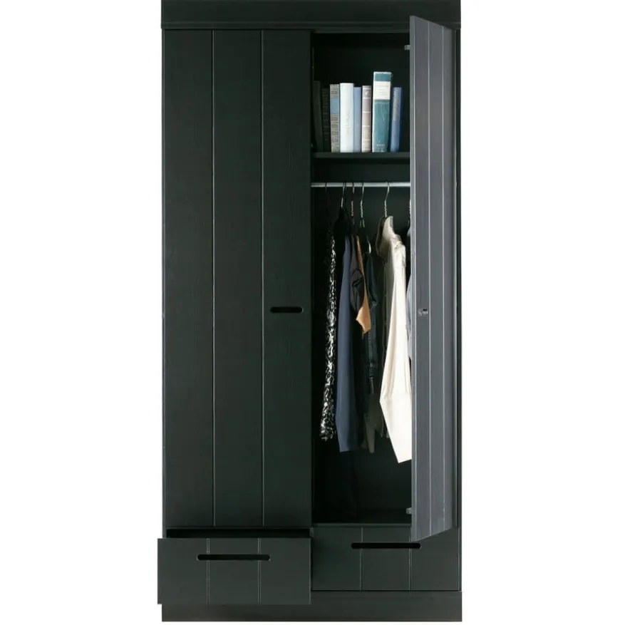 WOOOD Kledingkast Connect Zwart - 94x195x53 cm
