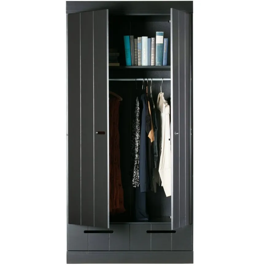 WOOOD Kledingkast Connect Zwart - 94x195x53 cm