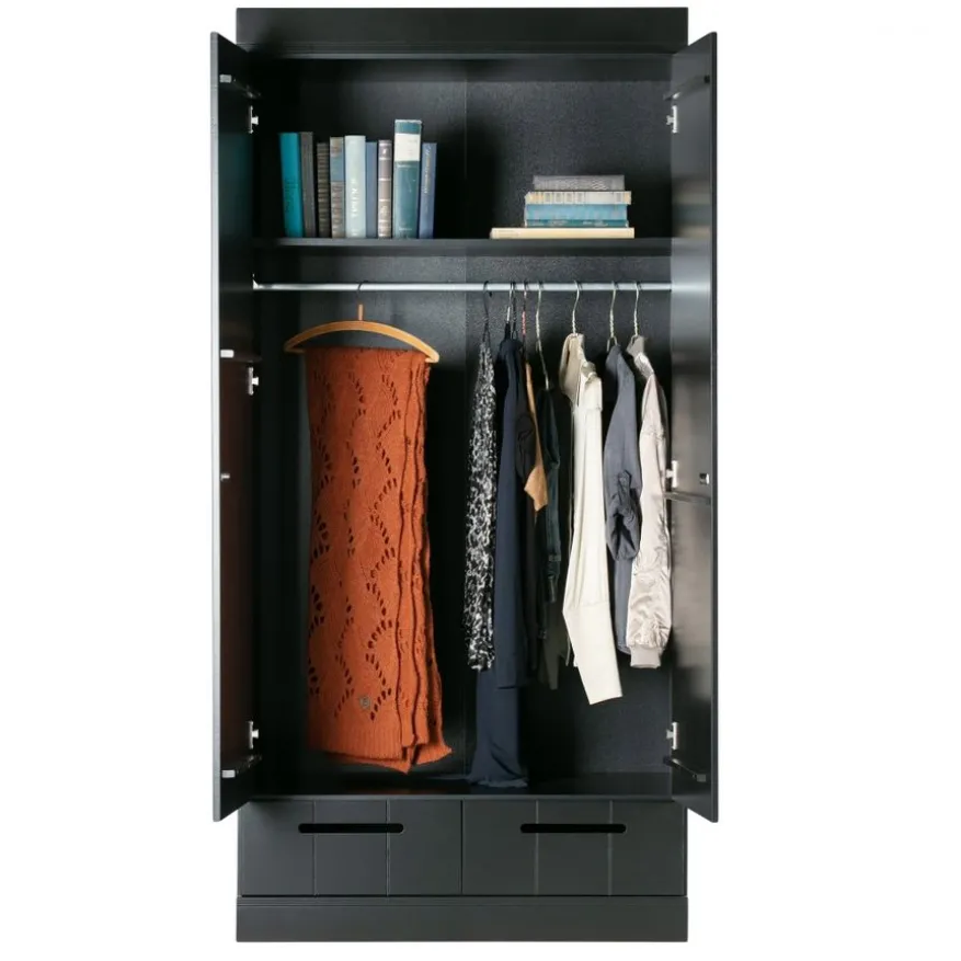 WOOOD Kledingkast Connect Zwart - 94x195x53 cm